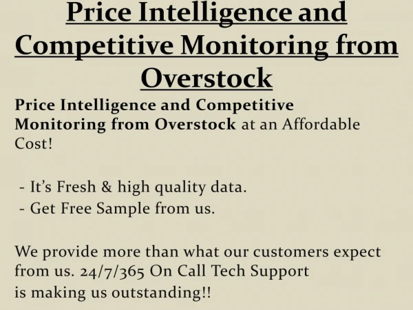 Price Intelligence and Competitive Monitoring from Overstock