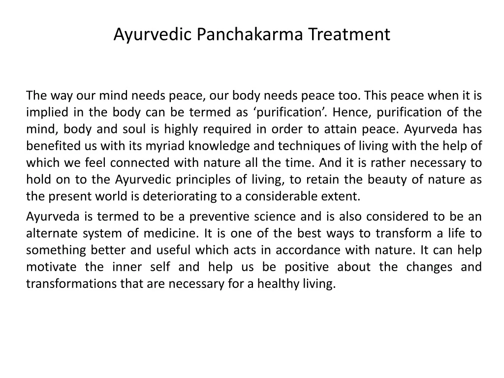 ayurvedic panchakarma treatment
