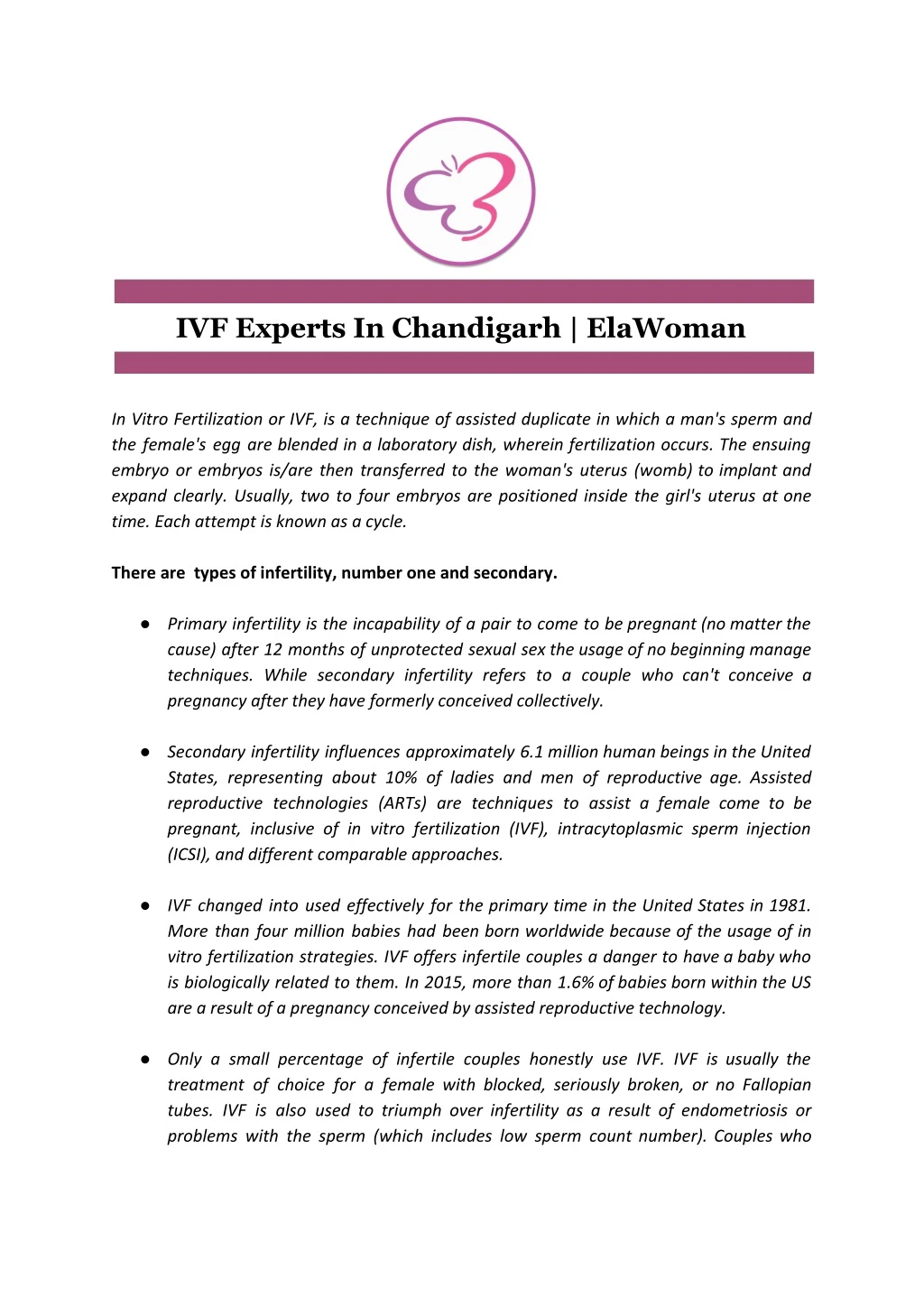 ivf experts in chandigarh elawoman