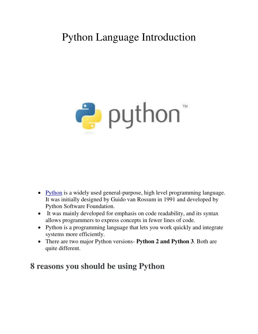 python language introduction
