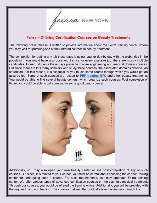 Feirra – Offering Certification Courses on Beauty Treatments
