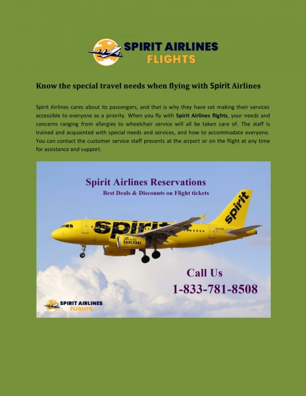 Know the special travel needs when flying with Spirit Airlines
