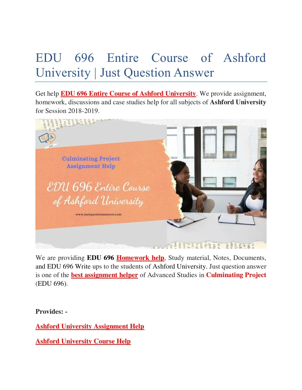 edu 696 entire course of ashford university just