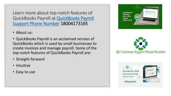 Learn more about top-notch features of QuickBooks Payroll at QuickBooks Payroll Support Phone Number 18004173165