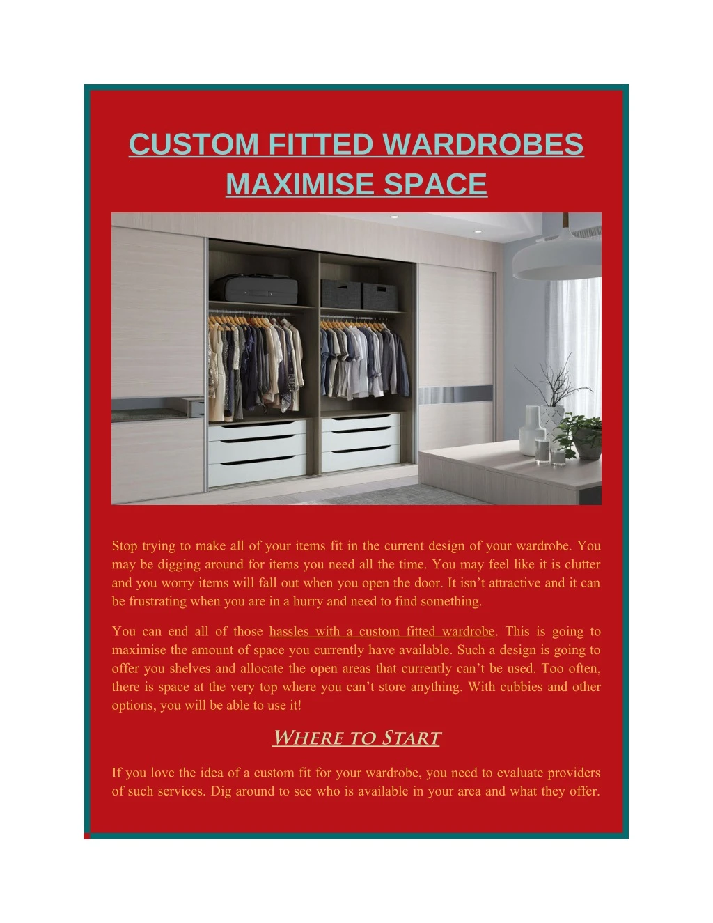 custom fitted wardrobes maximise space