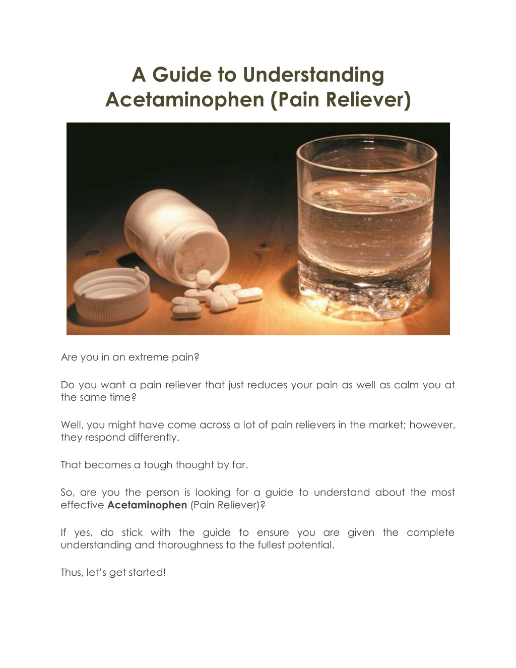 a guide to understanding acetaminophen pain