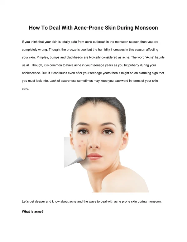 How To Deal With Acne-Prone Skin During Monsoon
