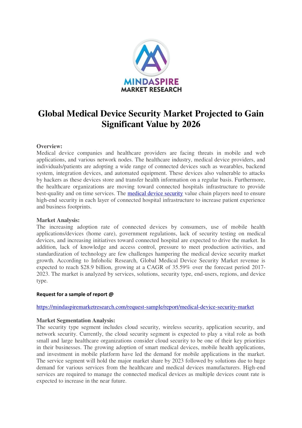 global medical device security market projected