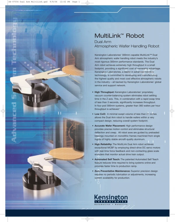 MultiLink Robot Dual Arm -Atmospheric Wafer Handling Robot