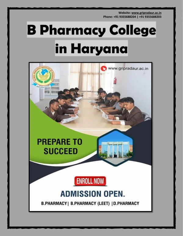 B Pharmacy College in Haryana