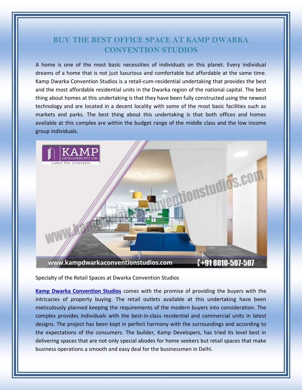 buy the best office space at kamp dwarka