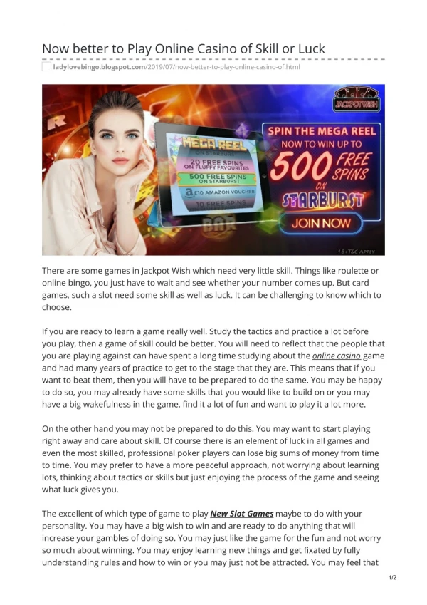 Now better to Play Online Casino of Skill or Luck