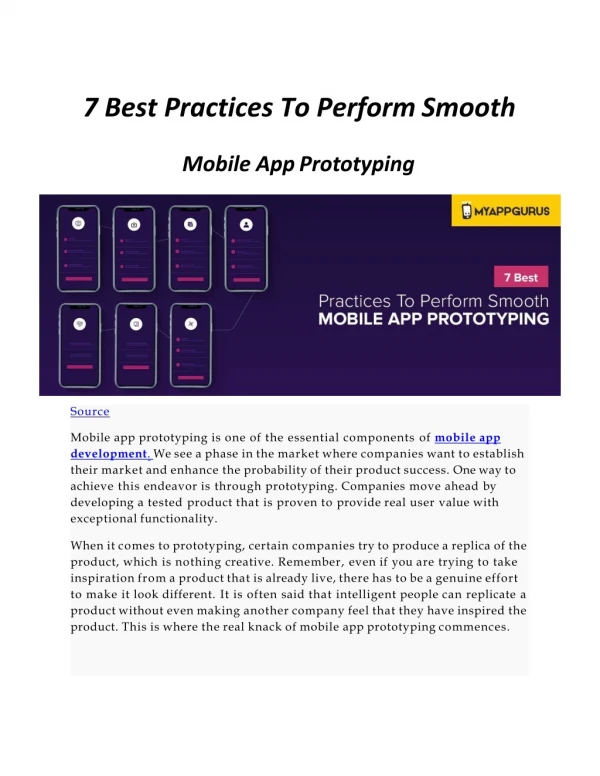 7 Best Practices To Perform Smooth Mobile App Prototyping