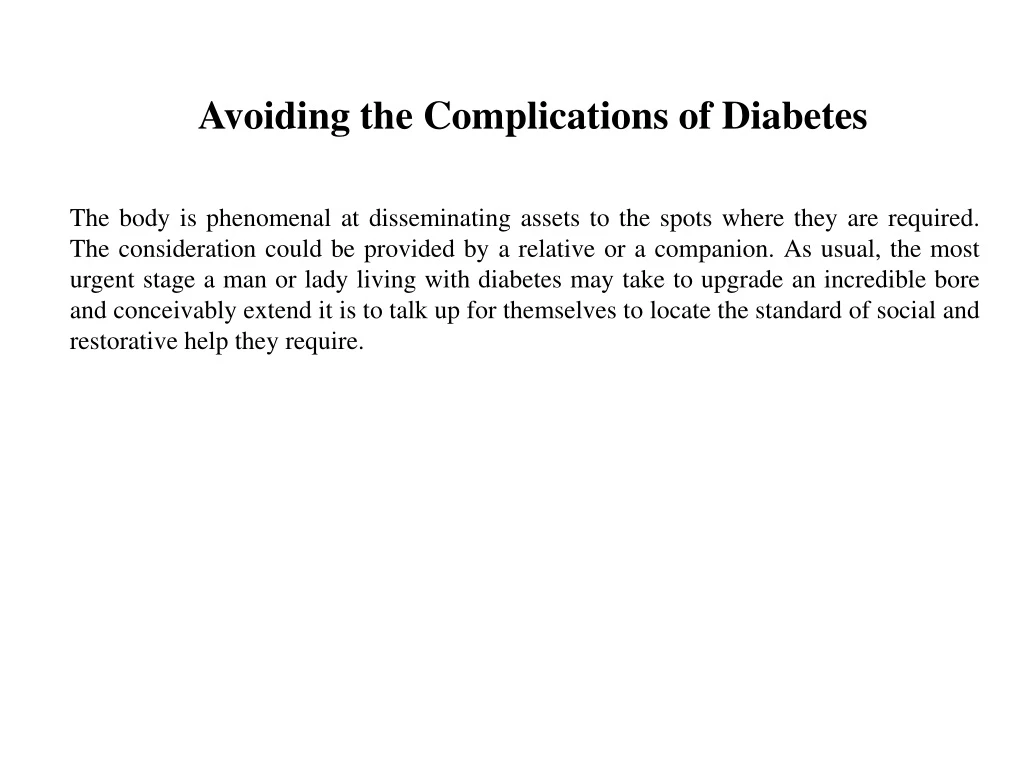 avoiding the complications of diabetes