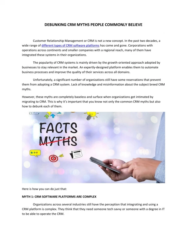 Debunking CRM Myths People Commonly Believe - Solastis