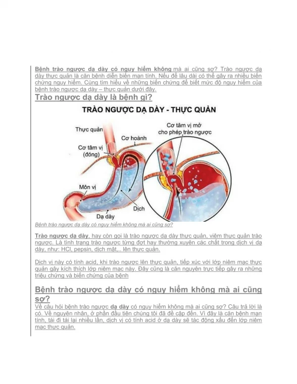 Bệnh trào ngược dạ dày có nguy hiểm không mà ai cũng sợ?