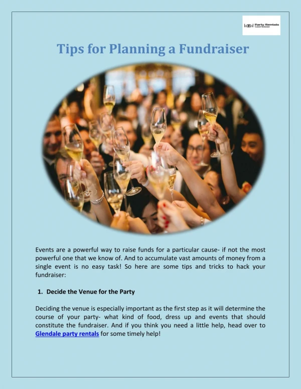 Tips for Planning a Fundraiser - Party Rentals Glendale