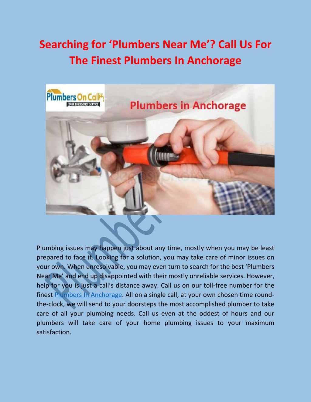 searching for plumbers near me call