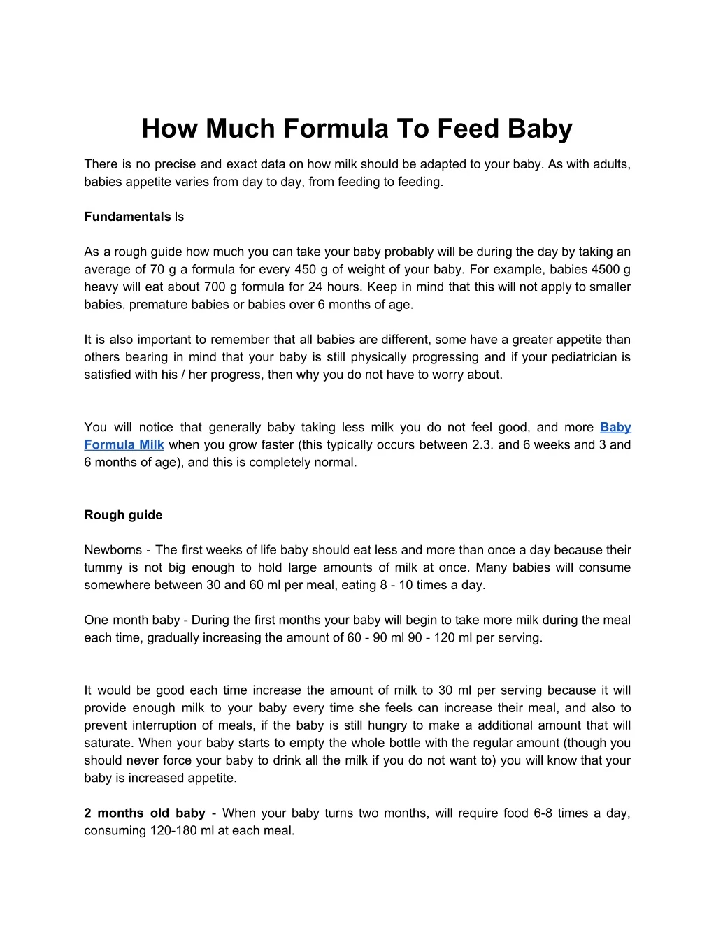 how much formula to feed baby