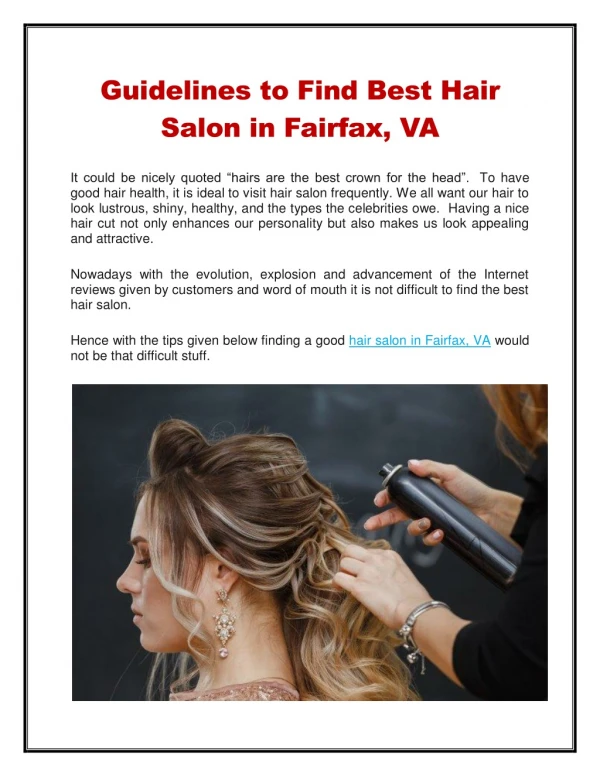 Guidelines to Find Best Hair Salon in Fairfax, VA