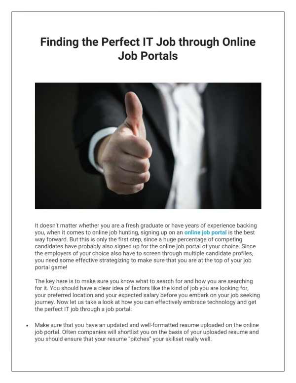 Finding the Perfect IT Job through Online Job Portals