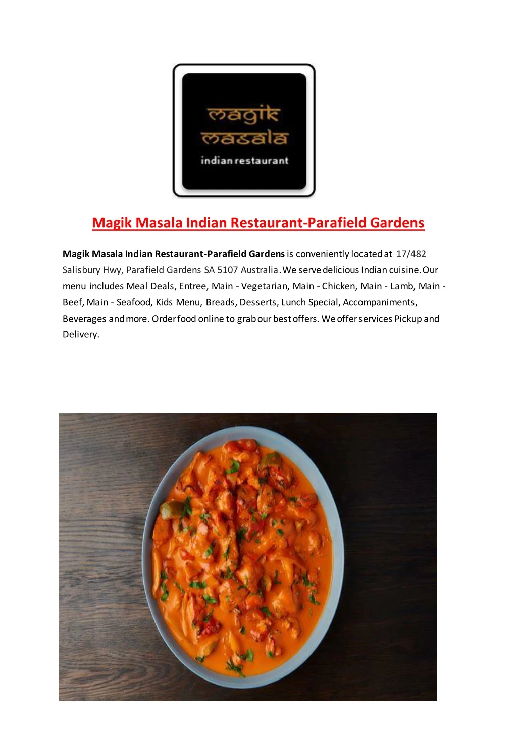 magik masala indian restaurant parafield gardens