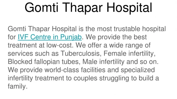 The best IVF Centre in Punjab