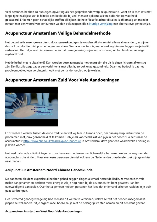 Acupunctuur Amsterdam Zuid Voor Vele Aandoeningen