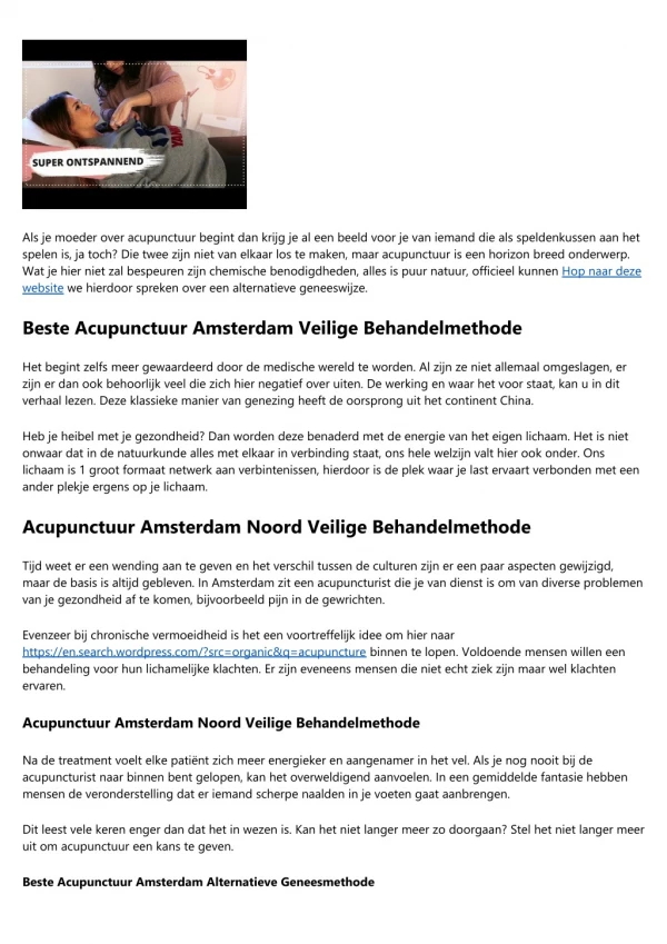 Acupunctuur Amsterdam Noord Veilige Behandelmethode
