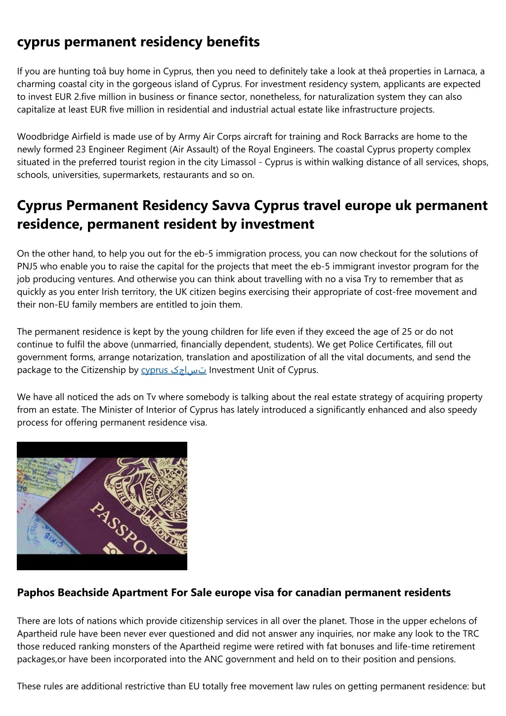 cyprus permanent residency benefits