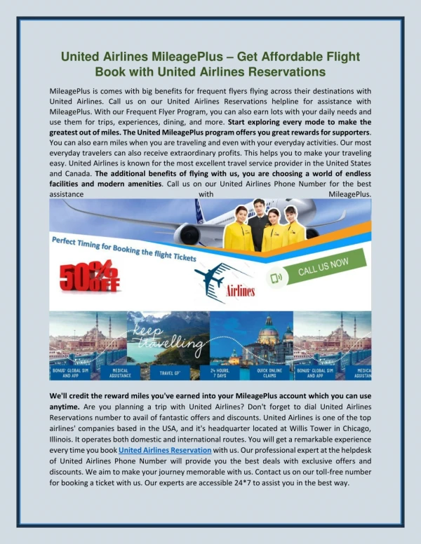 United Airlines MileagePlus – Get Affordable Flight Book with United Airlines Reservations