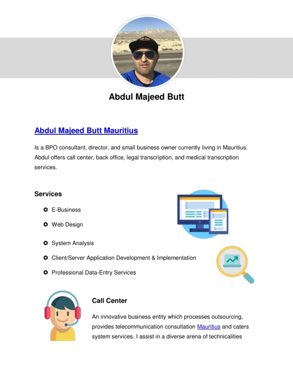 Abdul Majeed Butt : Trusted BPO Consultant in Mauritius