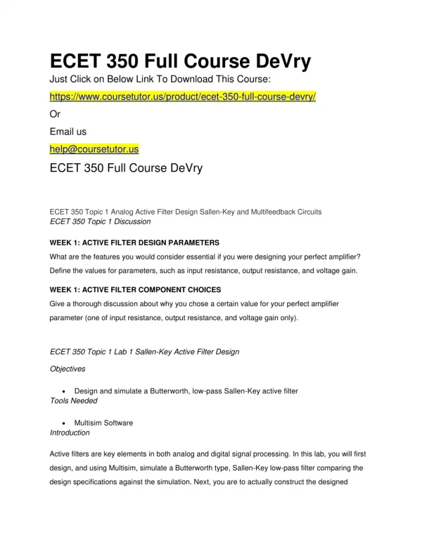 ECET 350 Full Course DeVry