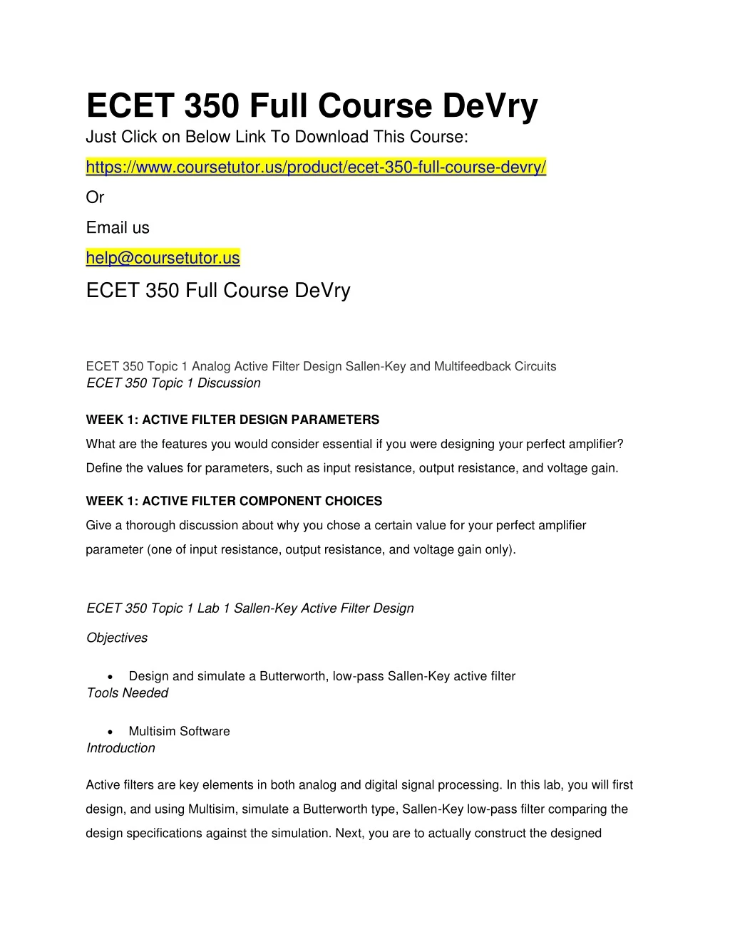 ecet 350 full course devry just click on below