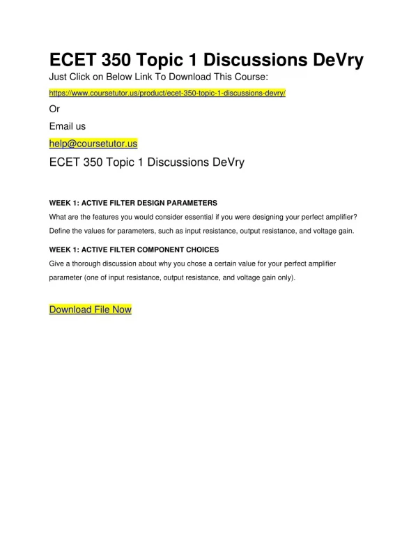 ecet 350 topic 1 discussions devry just click