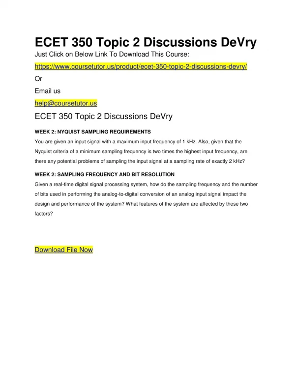 ecet 350 topic 2 discussions devry just click