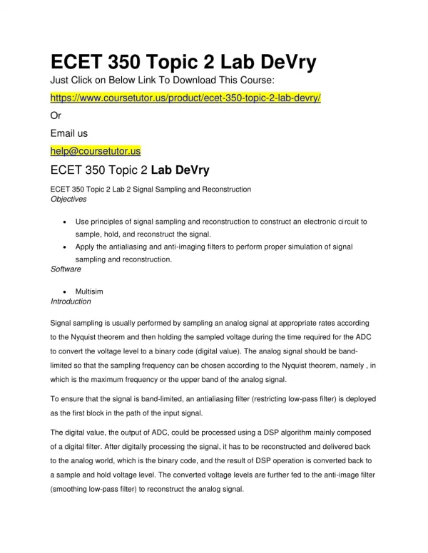 ECET 350 Topic 2 Lab DeVry
