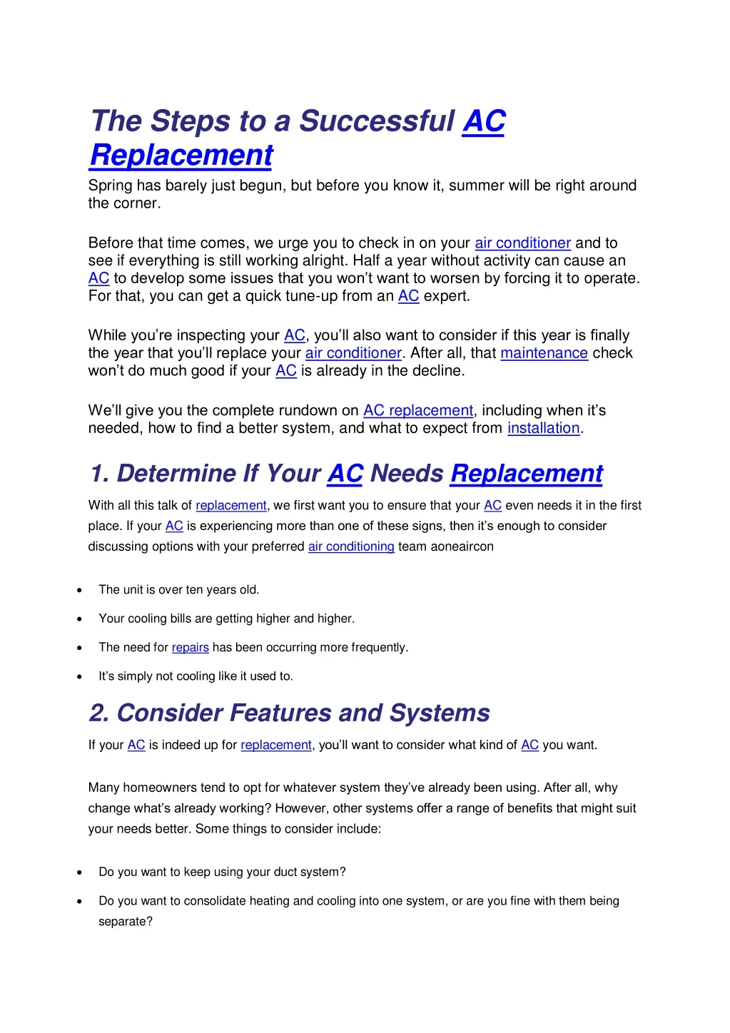 the steps to a successful ac replacement spring