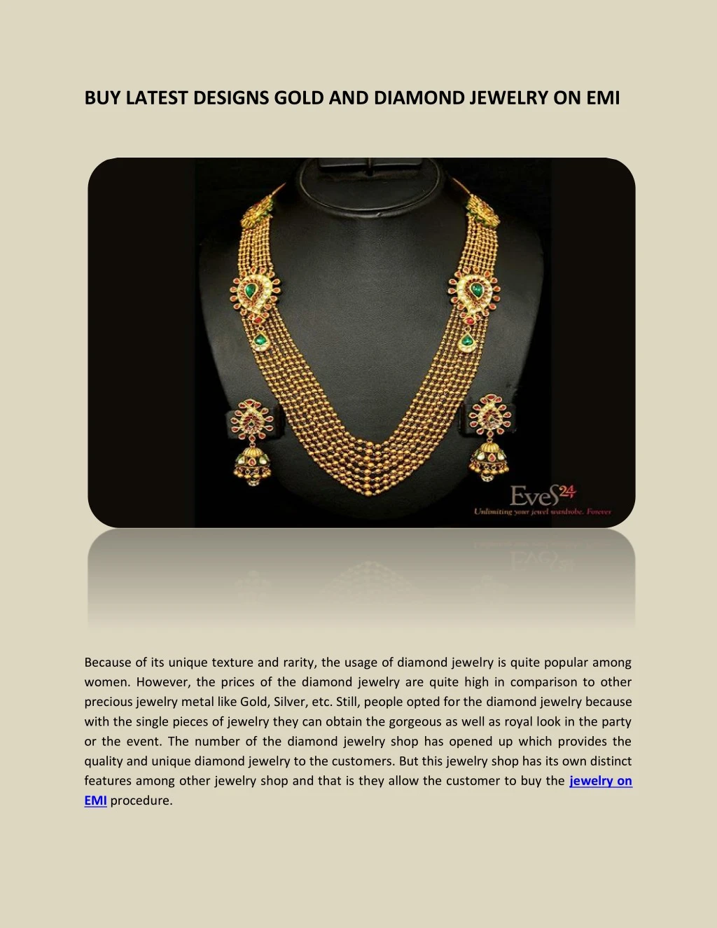 buy latest designs gold and diamond jewelry on emi