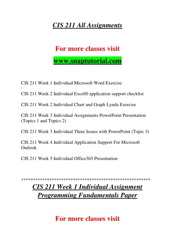 CIS 211 Education Organization-snaptutorial.com