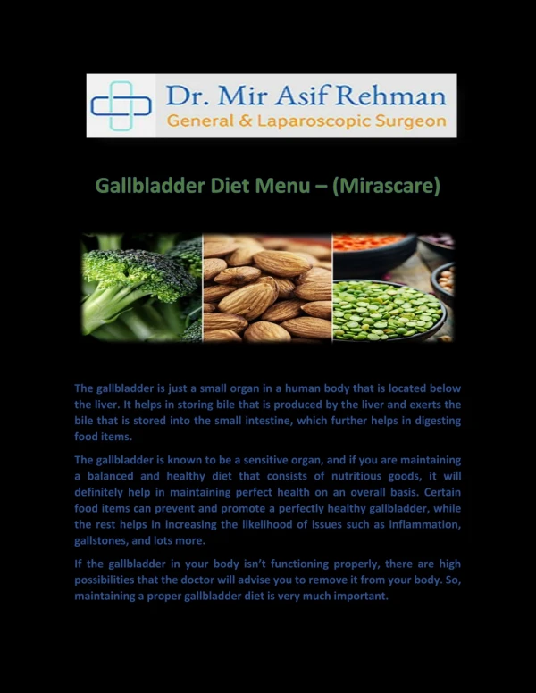 Gallbladder Diet Menu