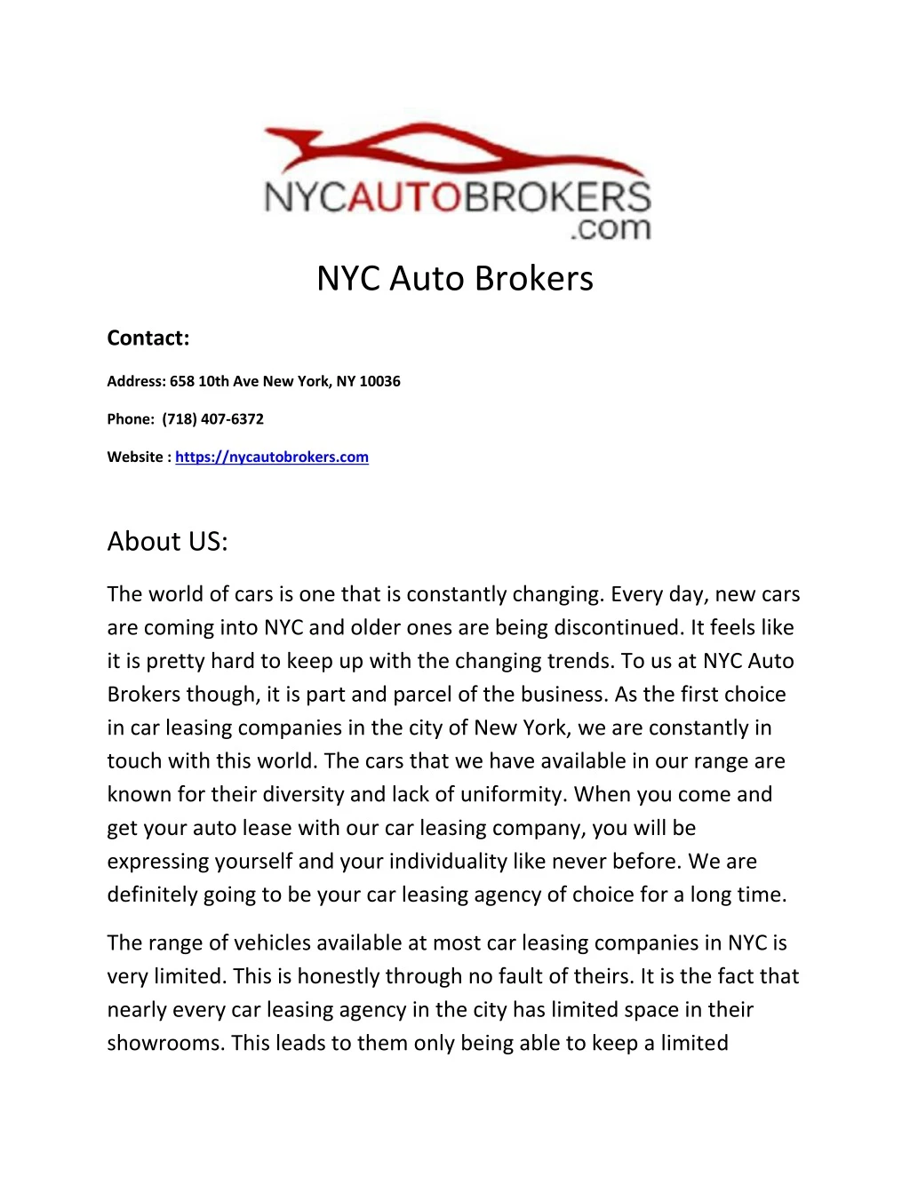 nyc auto brokers