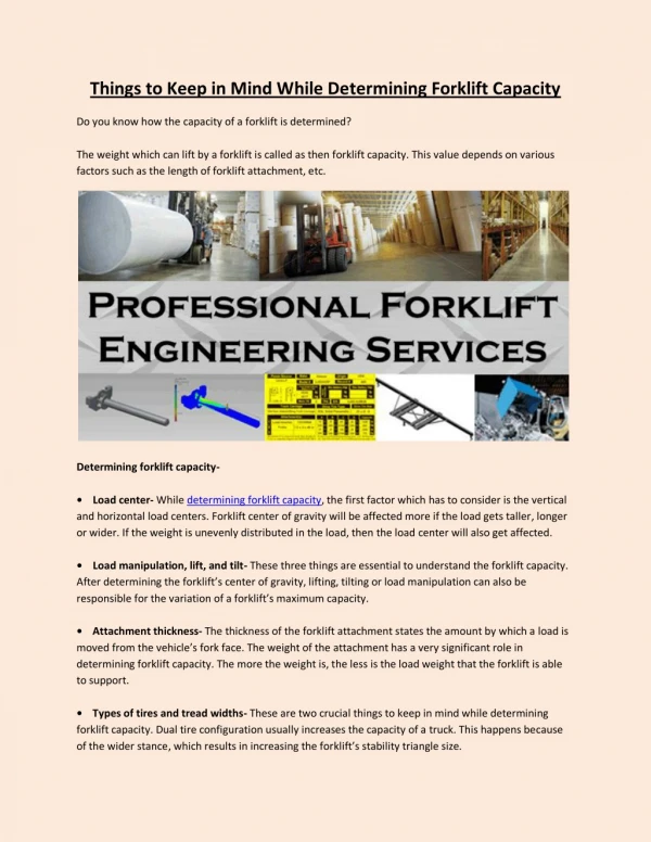 Things to Keep in Mind While Determining Forklift Capacity