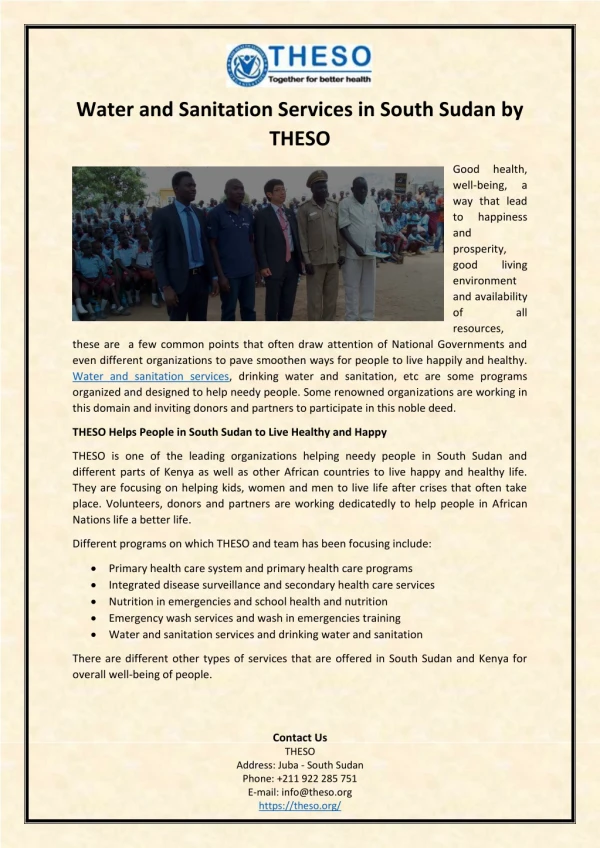 Water and Sanitation Services in South Sudan by THESO