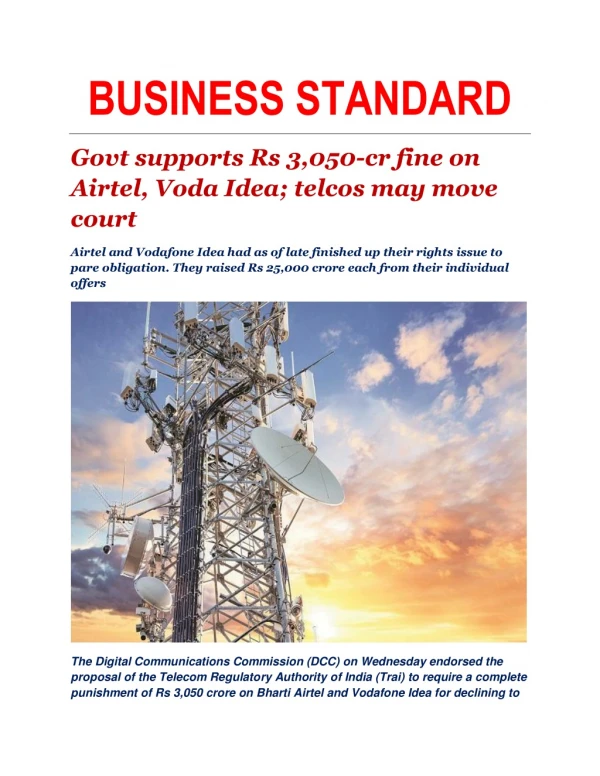 Govt supports Rs 3,050-cr fine on Airtel, Voda Idea; telcos may move court
