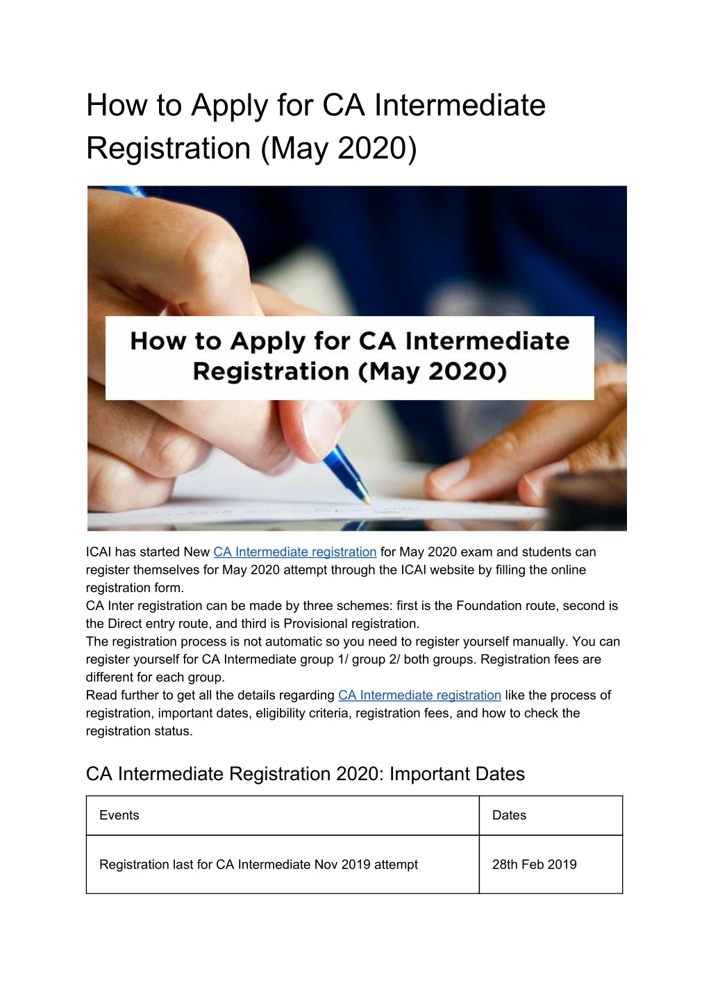 how to apply for ca intermediate registration