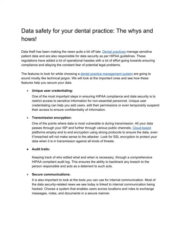 Data safety for your dental practice: The whys and hows!