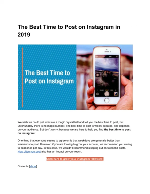 Best Time To Post on Instagram