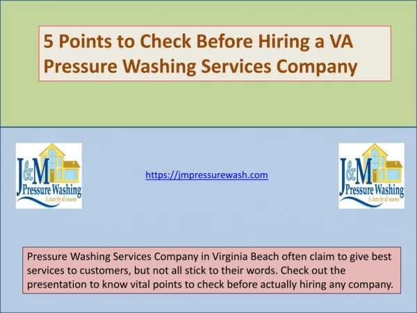 5 Points to Check Before Hiring a VA Pressure Washing Services Company