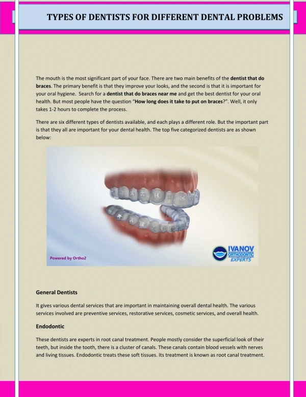 TYPES OF DENTISTS FOR DIFFERENT DENTAL PROBLEMS